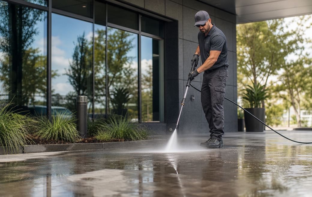 Supervisor performing a quality inspection in a commercial facility