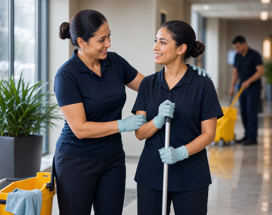 Dynamis facility team members in professional uniforms